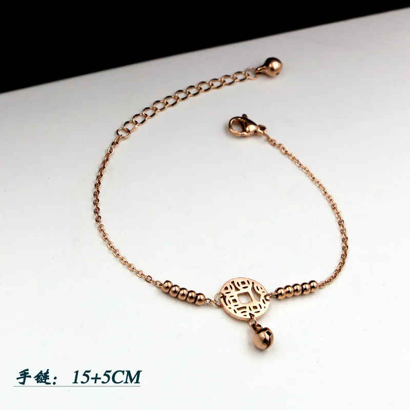 Высокоуглеродистая сталь одинарная монета Чарм-браслет Ttitanium цвета розового