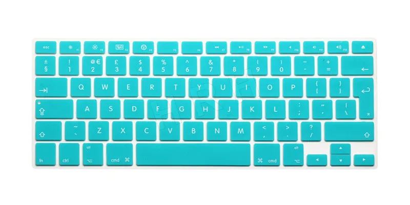 Aqua blue HRH силиконовый чехол с английской клавиатурой для Macbook White Air Pro 13 15 17 для mac book air 13" - Цвет: Aqua blue