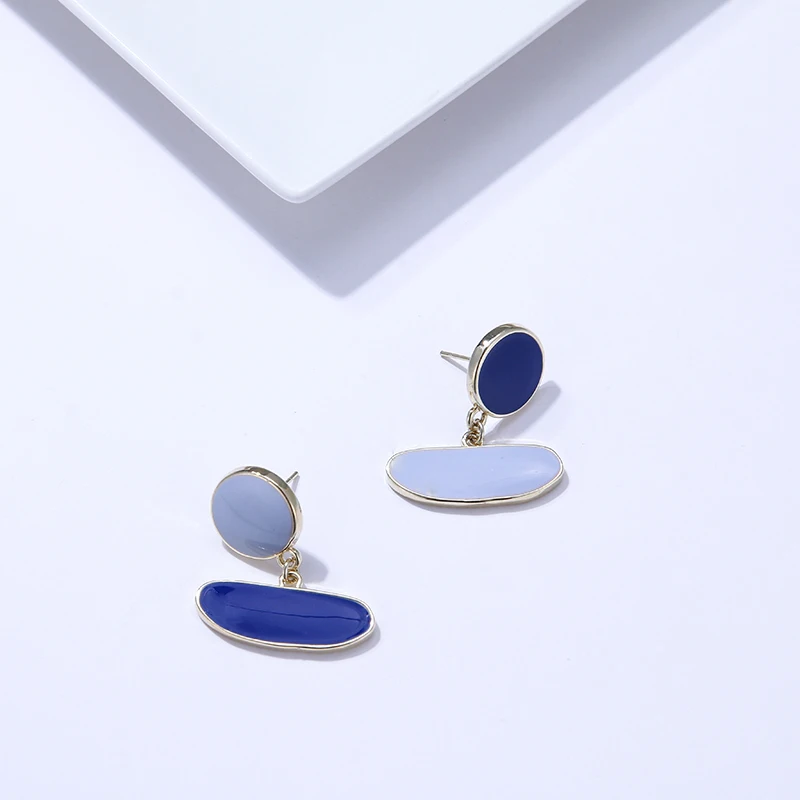 Yhpup Fashion Zinc Alloy Enamel Dangle Earrings Blue White Temperament Minimalist Brincos for Female Party Charm Jewelry Gift | Украшения и