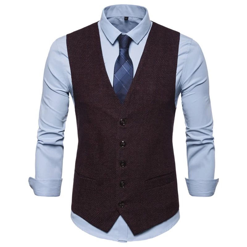 Business Vest Waistcoat Men European Size 2022 Spring Autumn Leisure V Collar Male | Мужская одежда