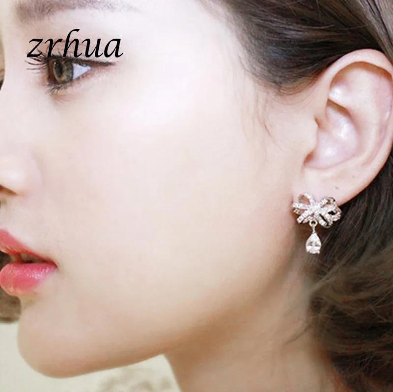 Серьги ZRHUA из чистого серебра с мозаикой фианита висячие серьги для женщин