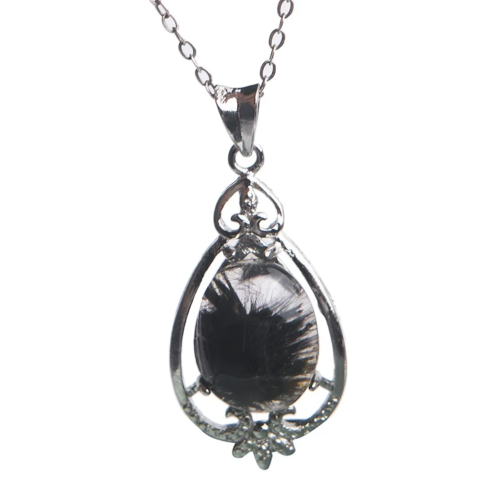 Подвеска из натурального камня брукит серебро рутилированный кварцевый