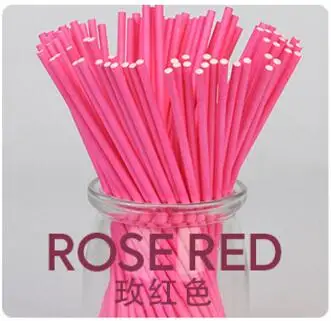 Rose Red 100 шт./лот Карамельный цвет Бумага леденец на палочке присоски палочки для торта конфеты Popcake, 10*3,5 см домашней выпечки товары gyh - Цвет: Rose Red
