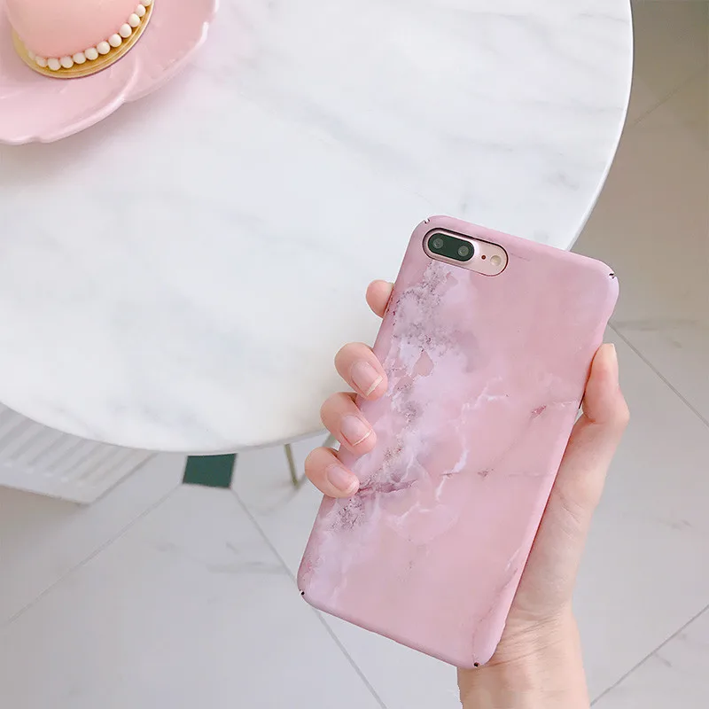 Розовые мраморные чехлы для телефонов iPhone 6 модные милые матовые жесткие apple iphone 6s