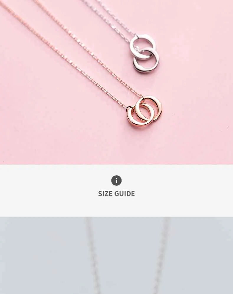 S925 Серебряное ожерелье, классическое, простое, два круга, с переплетением, кулон, темперамент, ожерелье, круглая цепочка, ювелирное изделие для женщин