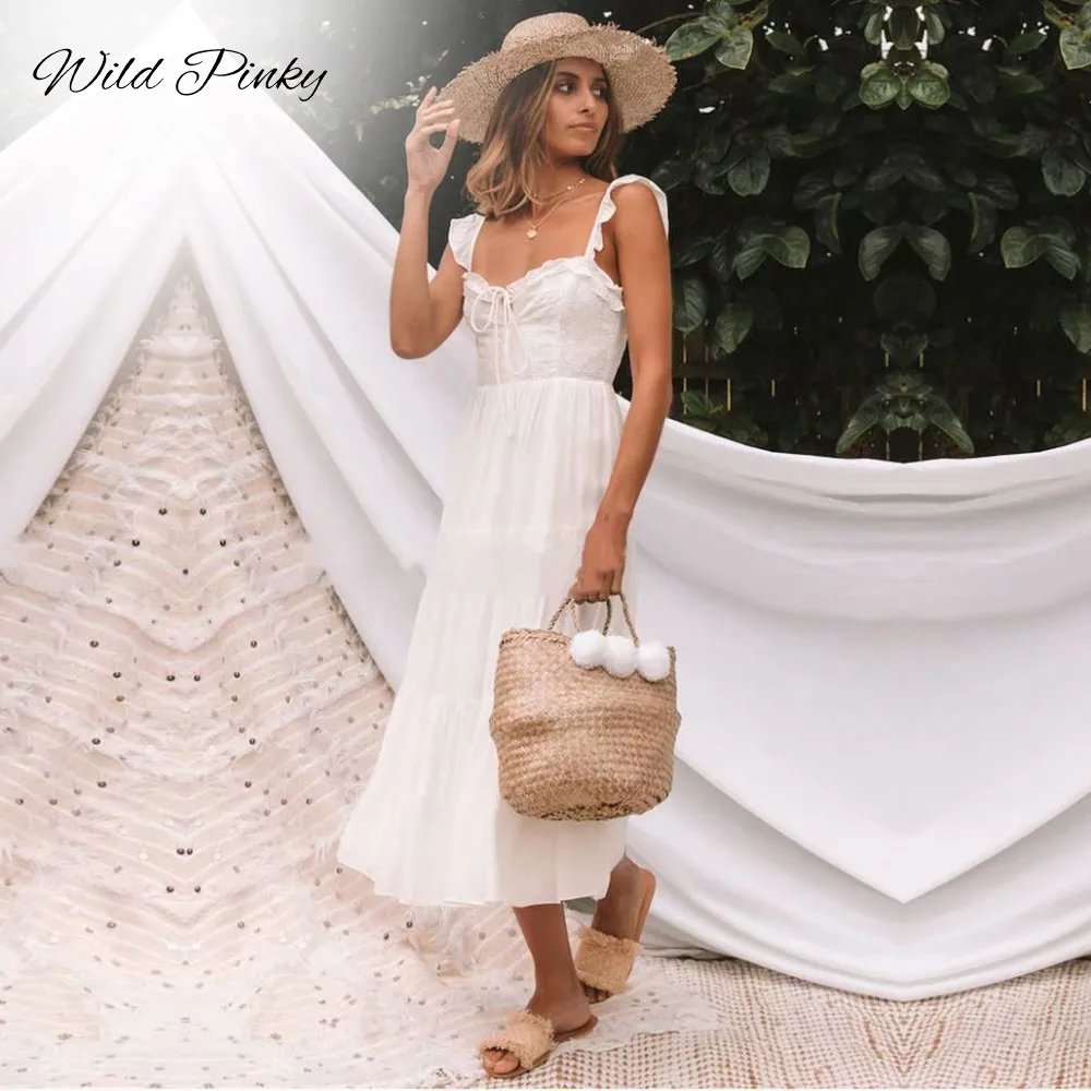 WildPinky Boho женское платье без бретелек сексуальное длинное кружевное с вышивкой