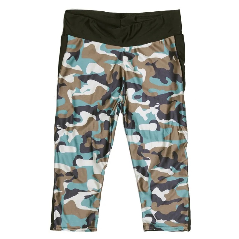 Брюки Капри женские 7 точечные брюки армейский зеленый камуфляж цифровой принт с