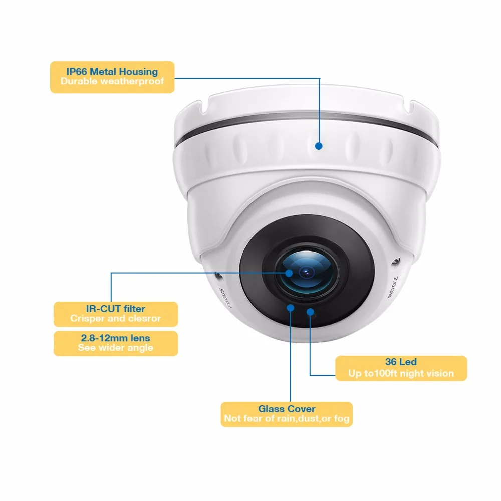 Купольная камера видеонаблюдения Tmezon HD 8 каналов 1080 P DVR шт. 1200TVL 720 домашняя