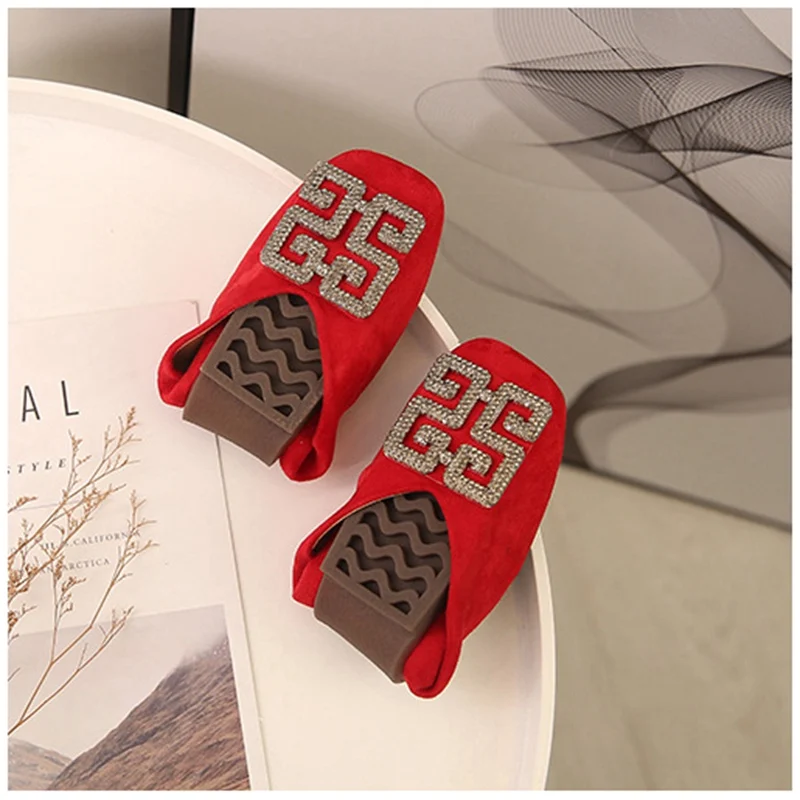 red 1 SUOJIALUN/Большие размеры 35-43; женская обувь на плоской подошве; женская офисная обувь нового цвета с круглым носком; Лоферы без застежки; очень мягкие женские балетки на плоской подошве - Цвет: red 1