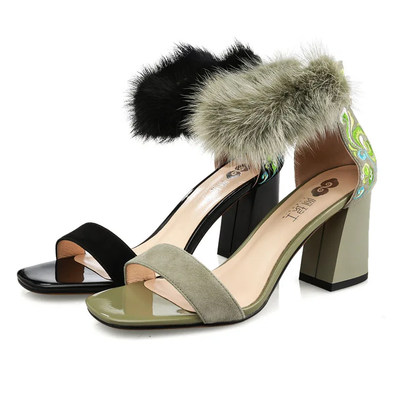 Европа 2018 женские модные летние сандалии из натуральной кожи с цветочной