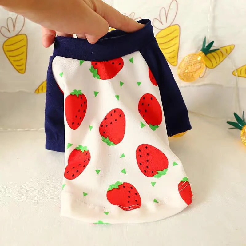 Strawberry-Tshirt Модная футболка с принтом фламинго для собак, платье для маленьких собак, летняя одежда для собак, одежда для чихуахуа, Йоркцев, платья для щенков, кошек, жилет - Цвет: Strawberry-Tshirt