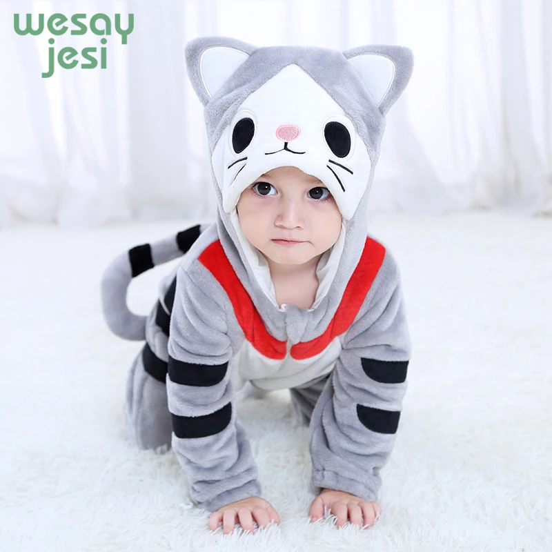 baby Romper girls pajamas clothe infant 2018 winter Autumn boys Cartoon dog Flannel Warm onesie Hooded Sleepwear | Детская одежда и