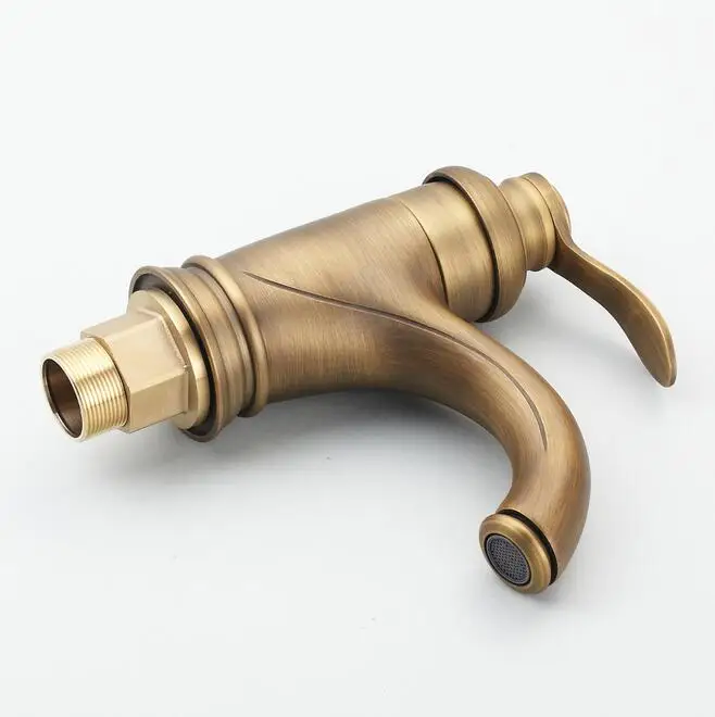 Смеситель для раковины в ванную комнату античный латунный кран горячей и