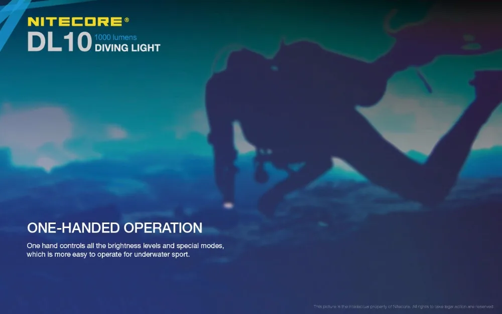 NITECORE DL10 дайвинг вспышка светильник CREE XP-L HI V3 светодиодный Макс 1000ЛМ водонепроницаемый 30 м Дайвинг светильник Подводный фонарь с батареей 18650