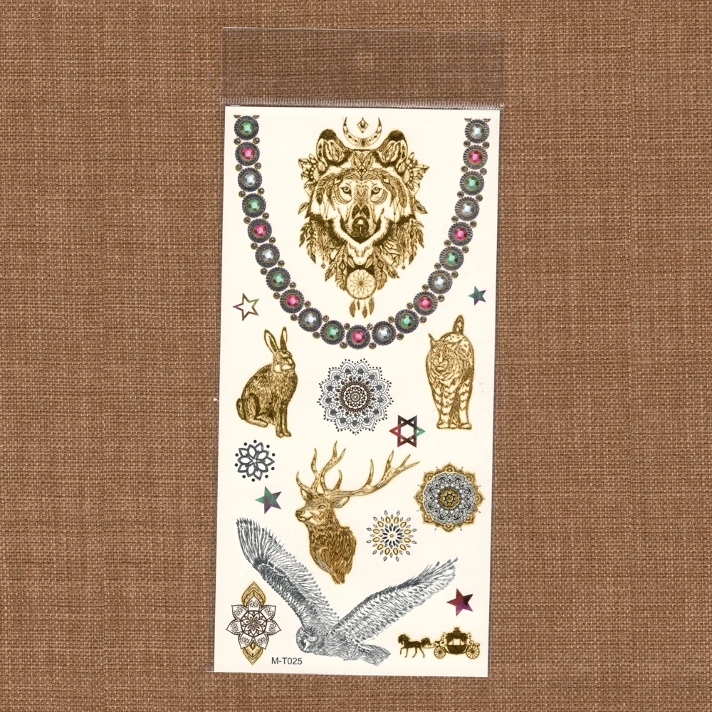 Временные татуировки из искусственного золота водонепроницаемые переводные