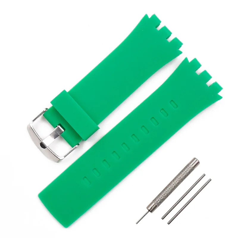 Пряжка силиконовый ремешок мужской 24 мм аксессуары для часов Swatch touch SURB100 SURW102 SURB101 водонепроницаемый ремешок для часов - Цвет ремешка: green