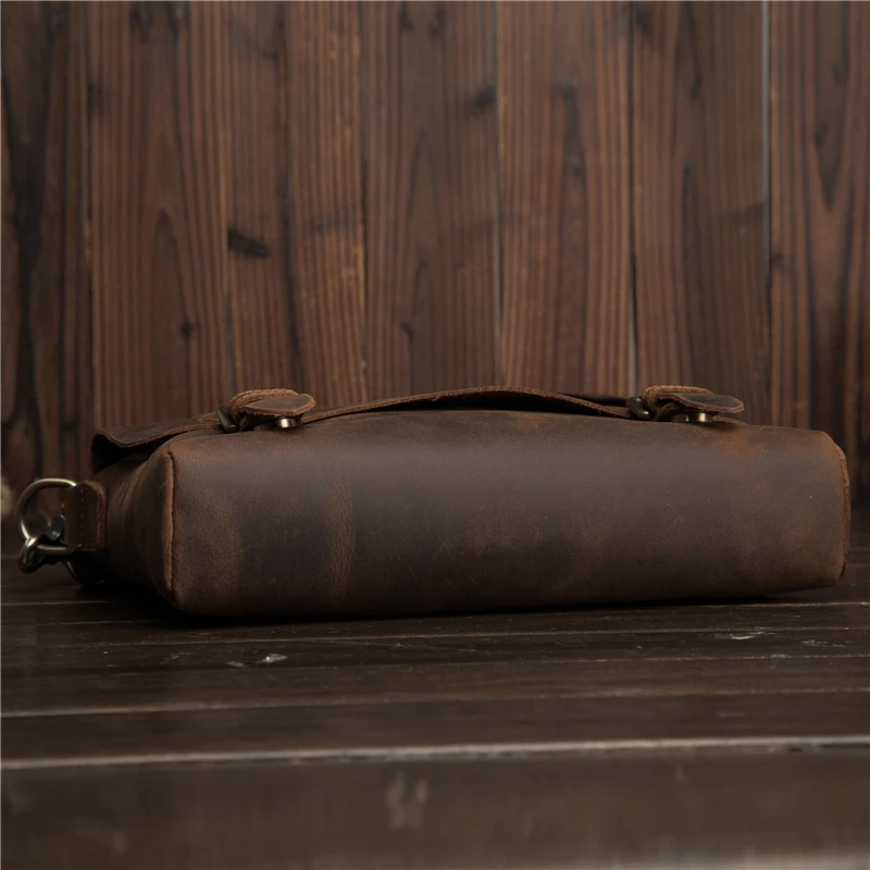 Man Briefcases Genuine Crazy Horse Leather Messenger Bag Shoulder Crossbody Retro Male Handbag Business Travel Gift Blosa Mochil