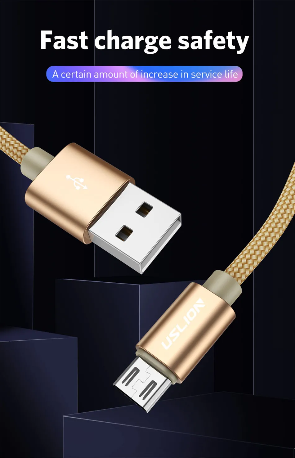 USLION Micro USB кабель 2A Быстрая зарядка USB кабель для передачи данных для samsung huawei Xiaomi LG Andriod Microusb Кабели для зарядки мобильных телефонов