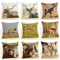 cotton linen cushion cover antelope animal decorative cushion covers for sofa throw pillow car chair home decor pillow case