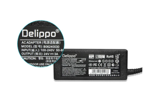 Delippo 24 В 3A 3PIN 72 Вт адаптер переменного тока зарядное устройство для термочекового