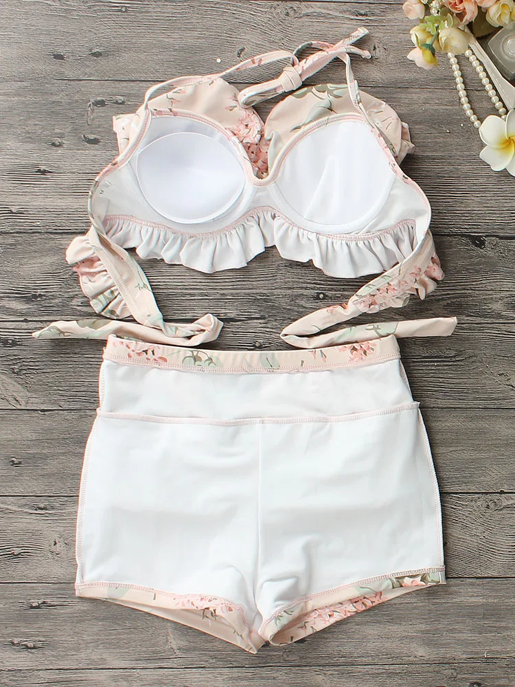 Цветочный Бикини женское платье крестообразная повязка купальный костюм 2019