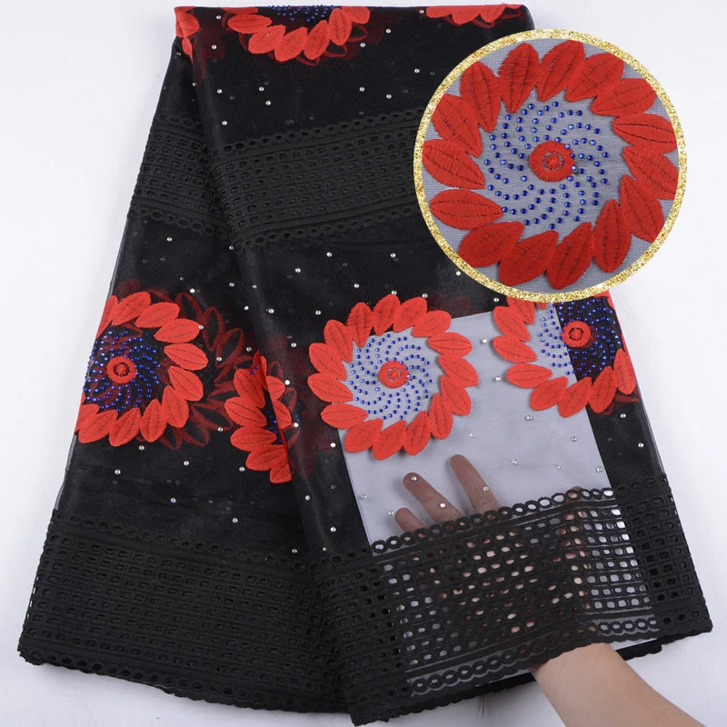 

Best Quality African Lace Fabric Blue Milk Silk Lace Fabric Emboridery With Rhinestones Mesh 2018 French Lace Fabric F1540