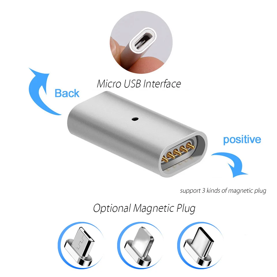 Кабель с разъемом Micro USB Type C магнитным адаптером для магнитное зарядное
