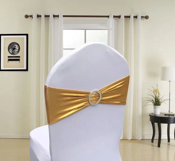 200 шт. металлические золотые серебряные спандекс лайкра ленты для стульев