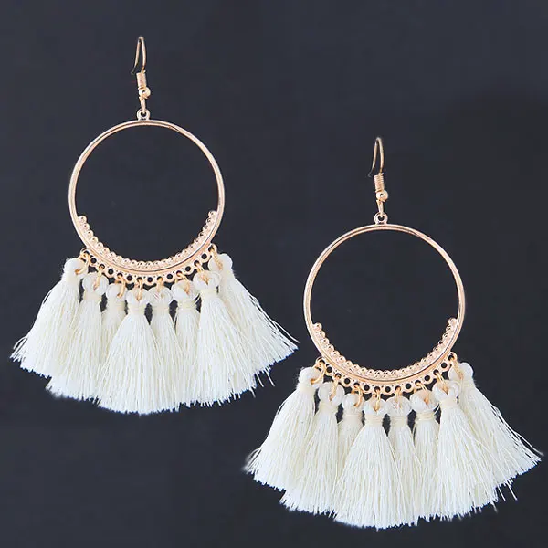 Kymyad Bohemian Korean Earrings Round Vintage For Women Long Tassel Bijoux Femme Earings Fashion Jewelry 2018 | Украшения и
