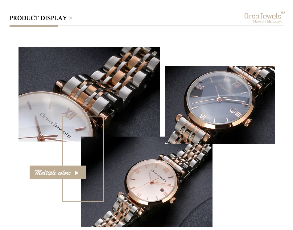 ORSA JEWELS Luxury Men Quartz Watch 316L Stainless Steel Band Women Wristwatch Waterproof Casual Business Brand Watches OOW12