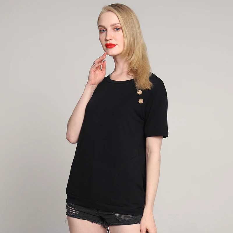 Весна-лето 2019 модная повседневная женская футболка с круглым вырезом и коротким