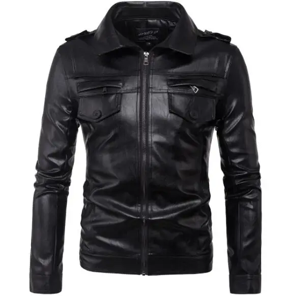 B004 Black Новая мотоциклетная куртка из искусственной кожи мужские винтажные Ретро мото искусственная Панк кожаные куртки одежда для мотоцикла пальто приталенный Размер M-4XL - Цвет: B004 Black