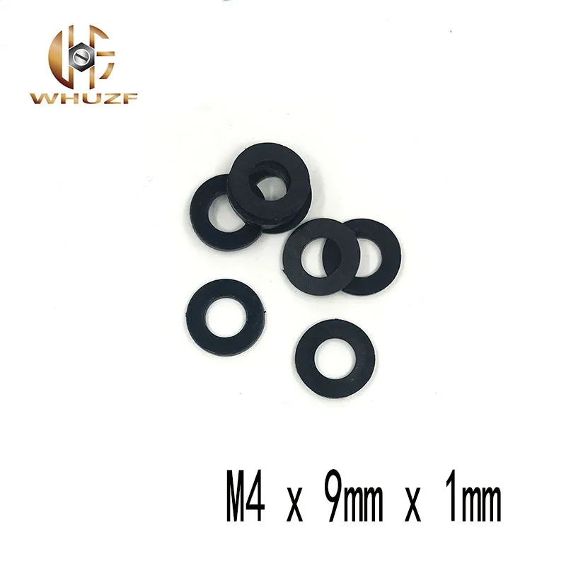 

50 шт. M4 M4 * 9*1 мм черный B нейлон плоская шайба Пластиковая Изоляция обычное кольцо прокладка M4 x 9 мм x 1 мм