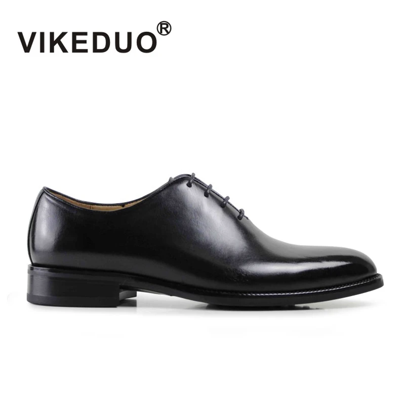 

Мужские деловые туфли-оксфорды Vikeduo из натуральной кожи, черные, модные деловые мужские туфли для офиса, свадьбы, обувь Блейк патина