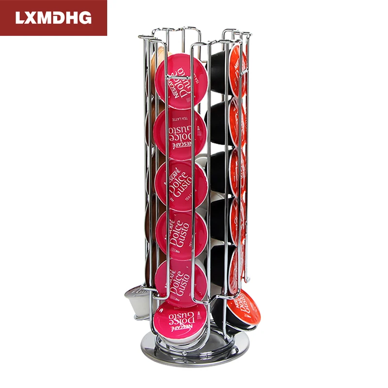 

24 Capsules Holder Rack Storage Dolce Gusto Stand Kitchen Table Metal Revolving Shelf Free Shipping Shipments Russian warehouse