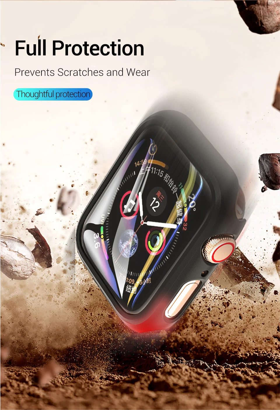 PZOZ для apple watch 4 5 Чехол для часов 40 мм 44 мм чехол для apple watch 1 2 3 защитный чехол 38 мм 42 мм Защитная пленка для экрана