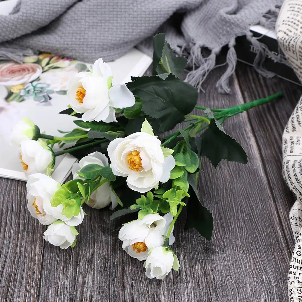 6 веток Элегантный Искусственный шёлковый пион цветок искусственный яркие