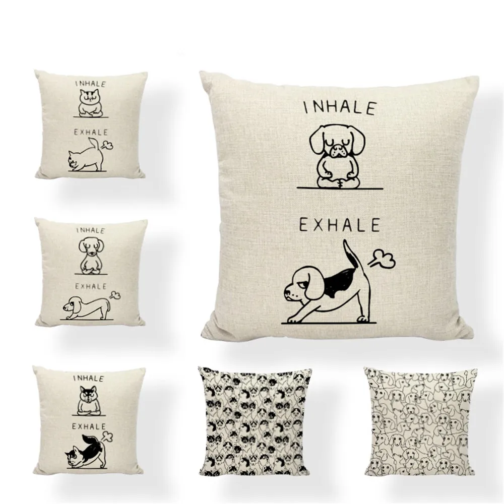 Черно белая собака печать простая Наволочка на подушку слон ленивый Хаски 45*45 см