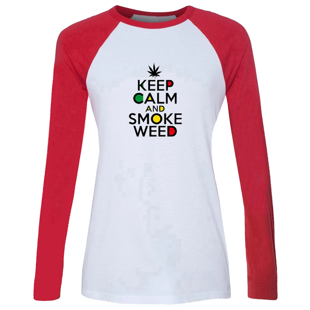 Женская футболка с принтом надписи KEEP CALM AND SMOKE WEED Love Me sleep zzz carry one розовая черная