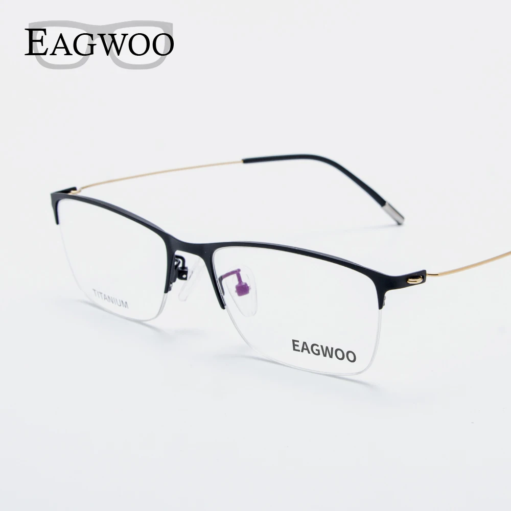 Eagwoo, титановые очки, полуободок, оптическая оправа, очки по рецепту, очки с проволокой, дужки, мужские, умник, тонкий светильник, очки 5205
