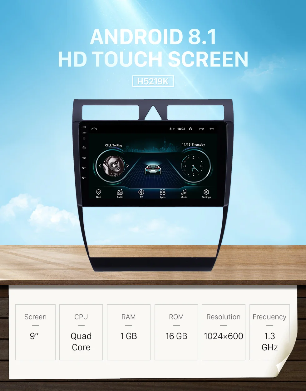 Harfey OEM 9 дюймов Android 8.1GPS навигационная Автомобильная магнитола для Audi A6 S6 RS6 1997-2004 wifi HD сенсорный экран AUX USB поддержка Carplay