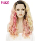 Женский парик из термостойкого волокна Imstyle, длинные кудрявые разноцветные радужные парики с эффектом омбре для косплея, 24 дюйма