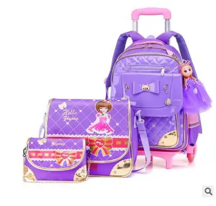 Детская школьная сумка на колесах, Детский чемодан на колесиках, сумки на колесиках для девочек, дорожные рюкзаки на колесиках