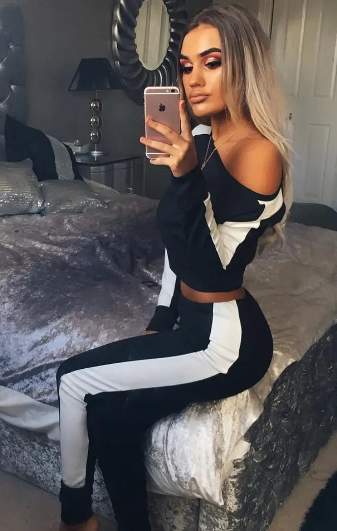 2018 осенний ансамбль Femme модный спортивный костюм повседневный из двух предметов