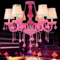 european luxury color candle pink crystal chandelier bedroom princess restaurant children room chandelier postage free