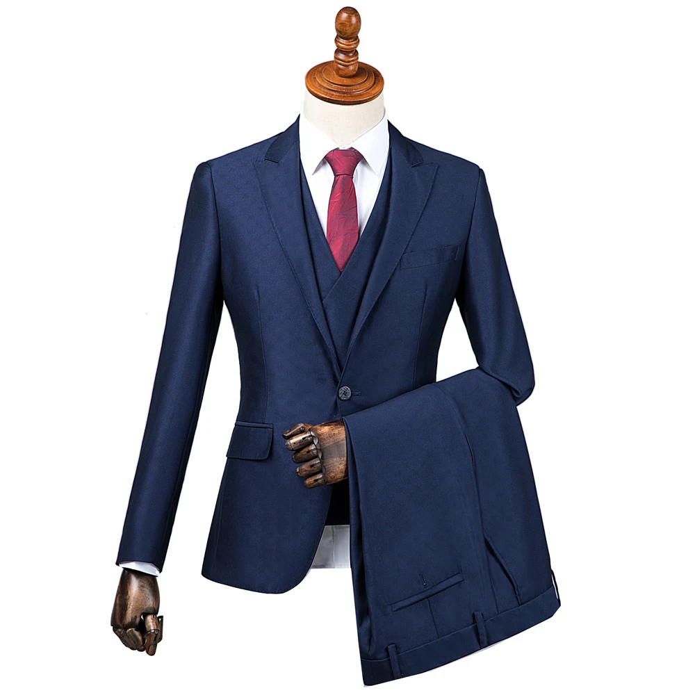 OSCN7 заостренный лацкан в полоску Костюмы Под заказ для мужчин Slim Fit Свадебная