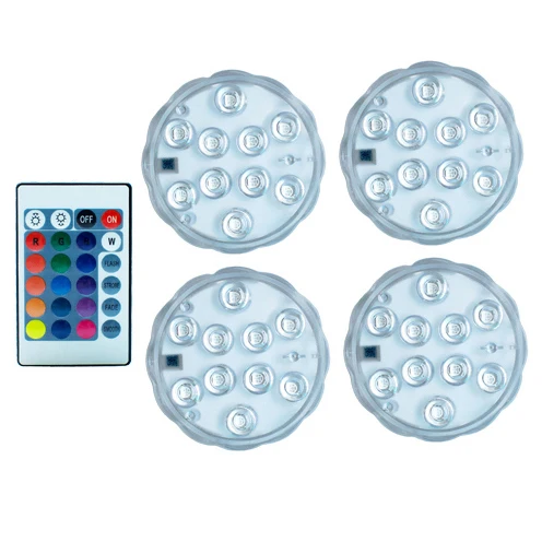 1 controller 4 Lamp RGB Submersible Led Lights Battery Operated Underwater Spot Lights With Remote Outdoor Vase Bowl Pond Garden Party Decoration - Испускаемый цвет: 1 controller 4 Lamp