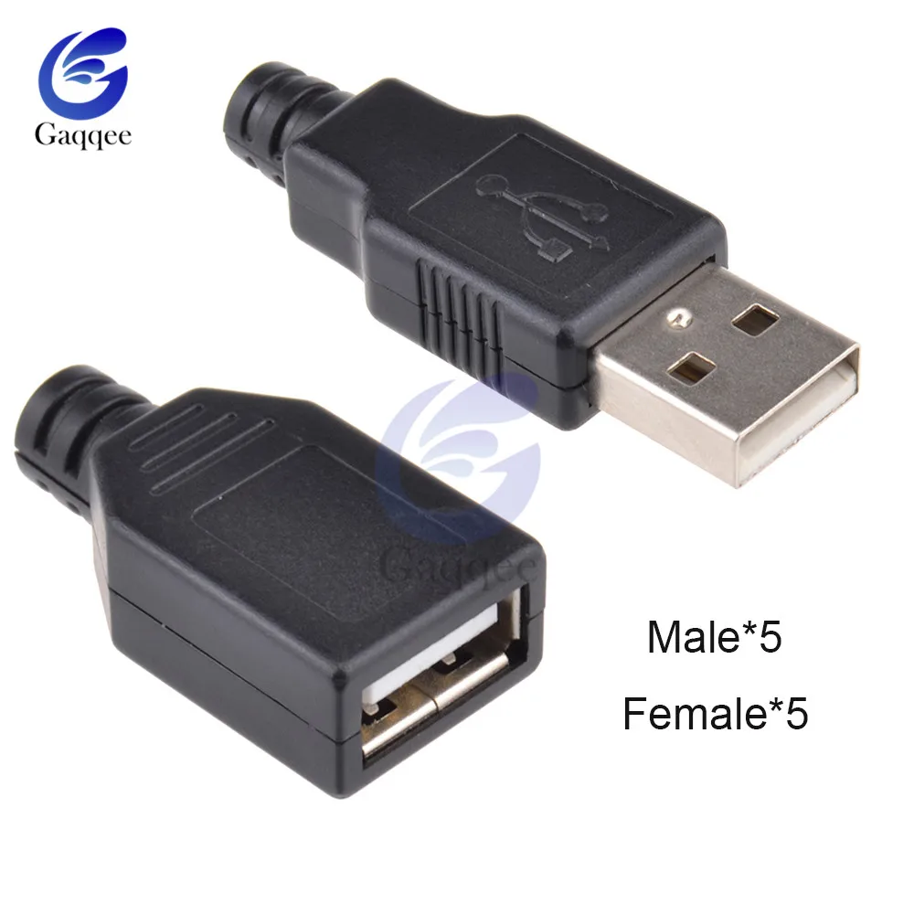 10 шт. 4 контактный разъем USB 2 0 типа A с черной пластиковой крышкой|Соединители| |