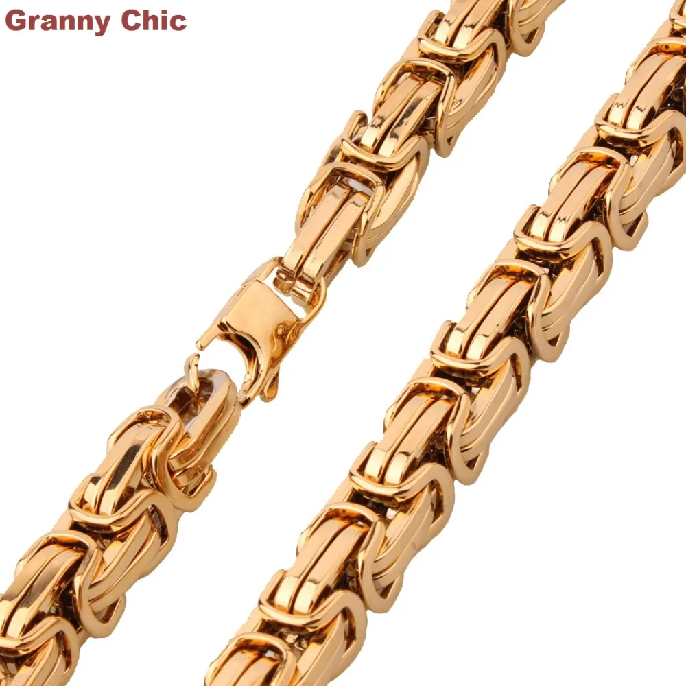 Ожерелье Granny Chic из нержавеющей стали для мужчин Модная бижутерия золотого цвета