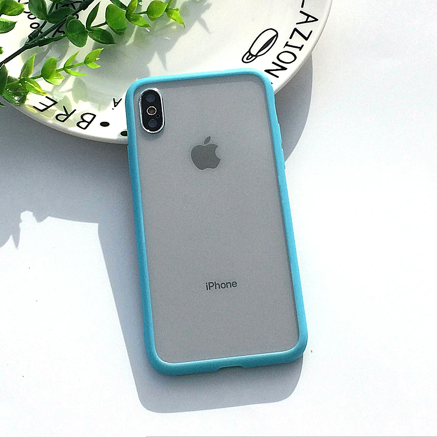 Sky Blue Прозрачный жесткий чехол для телефона+ Мягкий ТПУ чехол для Apple iPhone X XR Чехол 7 8 Plus чехол для iPhone6s iPhone XS 11Pro Max чехол - Цвет: Sky Blue